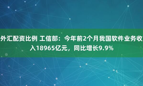 外汇配资比例 工信部：今年前2个月我国软件业务收入18965亿元，同比增长9.9%