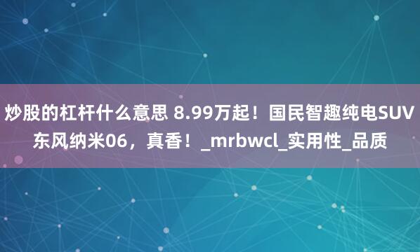 炒股的杠杆什么意思 8.99万起！国民智趣纯电SUV东风纳米06，真香！_mrbwcl_实用性_品质