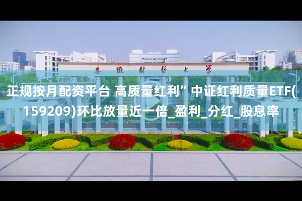 正规按月配资平台 高质量红利”中证红利质量ETF(159209)环比放量近一倍_盈利_分红_股息率
