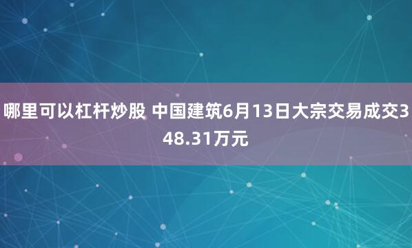 哪里可以杠杆炒股 中国建筑6月13日大宗交易成交348.31万元
